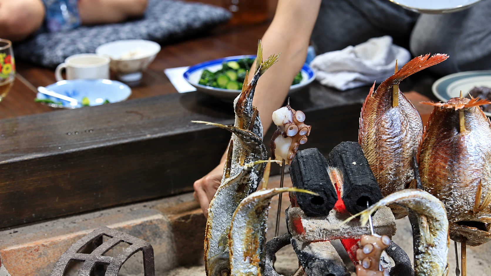 囲炉裏の食事